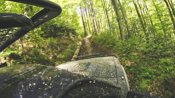 Traveling Car Mountains Ukrainian Expedition Carpathian Border April 2018 Offroad — Stock Photo, Image