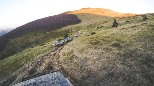 Traveling by car in the mountains. Ukrainian expedition 