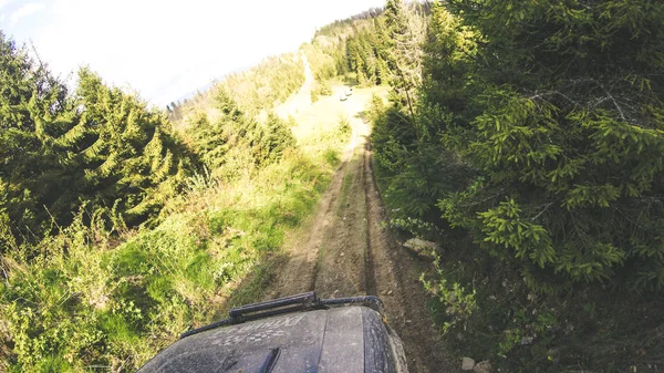 Viajando Coche Por Las Montañas Expedición Ucraniana Frontera Los Cárpatos — Foto de Stock