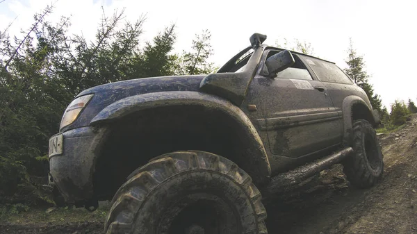 Mit Dem Auto Den Bergen Unterwegs Ukrainische Expedition Karpatengrenze April — Stockfoto