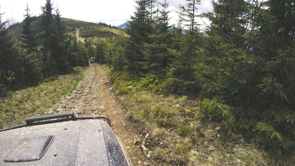 Viajando Coche Por Las Montañas Expedición Ucraniana Frontera Los Cárpatos — Foto de Stock