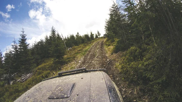 Viajando Coche Por Las Montañas Expedición Ucraniana Frontera Los Cárpatos — Foto de Stock