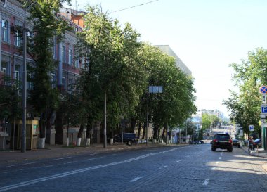 Şehrin eski binalar. Kiev mimarisi. Ukrayna. Kiliseler ve eski Avusturya mimarisi. Seyahat