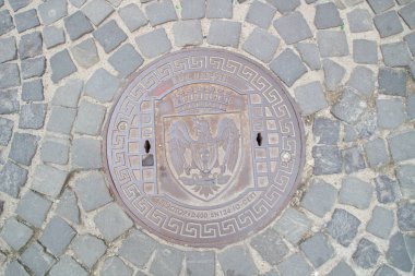 Oyma, Avrupa, Bükreş ile kanalizasyon baca. Şehir Merkezi. Romanya.