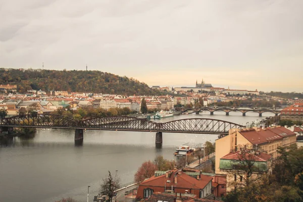 Vista Ciudad Praga República Checa Tiempo Cálido Otoño — Foto de Stock