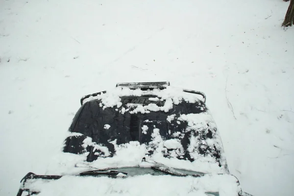Zimní Offroad Expedice Vrchol Hory Zasněžené Vrcholky Stroje Jsou Uvízl — Stock fotografie