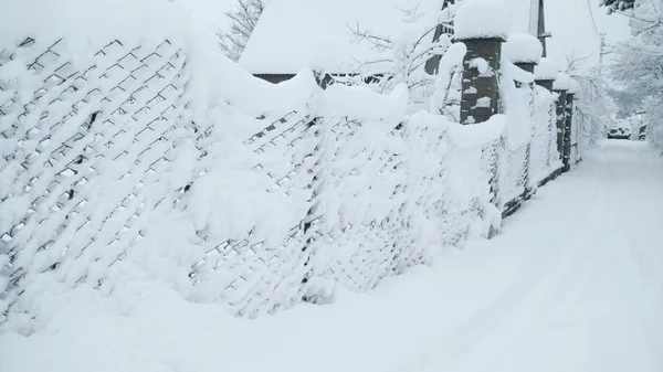 Strada Innevata Combattimenti Sono Tutti Nella Neve Mattina Dopo Nevicate — Foto Stock