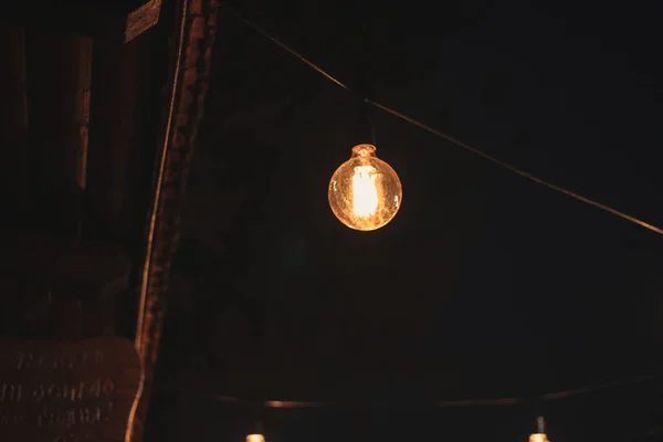 Decoración Cafetería Lámparas Incandescentes Edison Decoración Calle Faroles Luz Luz — Foto de Stock