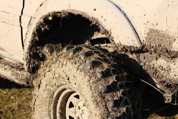 Wheel Tires Swamp Ukrainian Offroad Competition City Kamyanets Podilsky Swamp — Stock Photo, Image