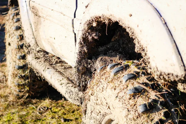 Gomme Ruota Nella Palude Gara Offroad Ucraina Nella Città Kamyanets — Foto Stock