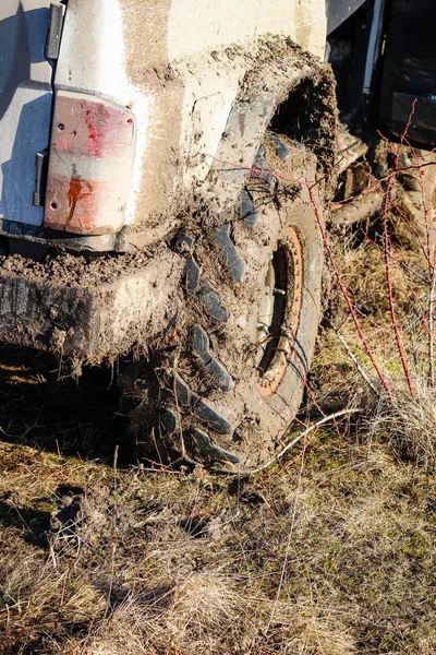 Wheel Tires Swamp Ukrainian Offroad Competition City Kamyanets Podilsky Swamp — Stock Photo, Image