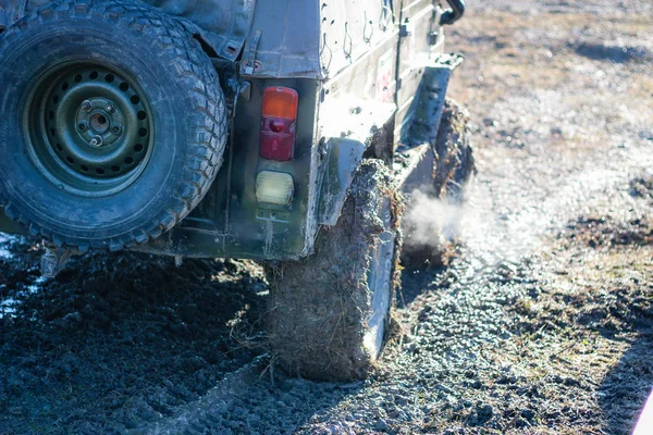 Ukrán Offroad Verseny Város Kamyanets Podilsky Mocsár Sár Autókban Termelnek — Stock Fotó