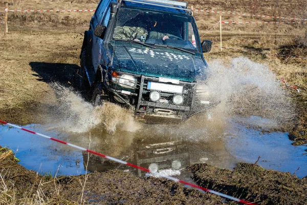 Ukrainian Offroad Competition City Kamyanets Podilsky Swamp Mud Cars Produce — Stock Photo, Image