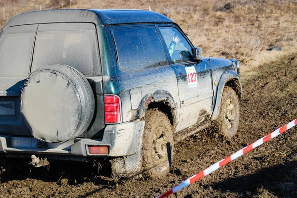 Ukrainska Offroad Konkurrens Staden Kamyanets Podilsky Träsk Och Lera Bilar — Stockfoto