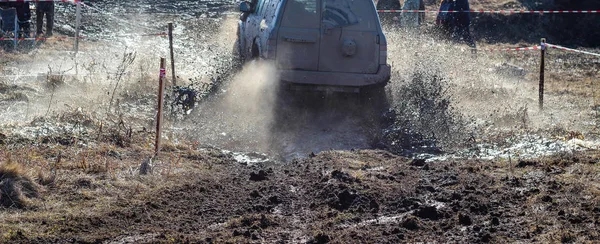 Ukrainian Offroad Competition City Kamyanets Podilsky Swamp Mud Cars Produce — Stock Photo, Image