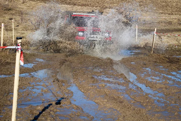 Ukrainska Offroad Konkurrens Staden Kamyanets Podilsky Träsk Och Lera Bilar — Stockfoto