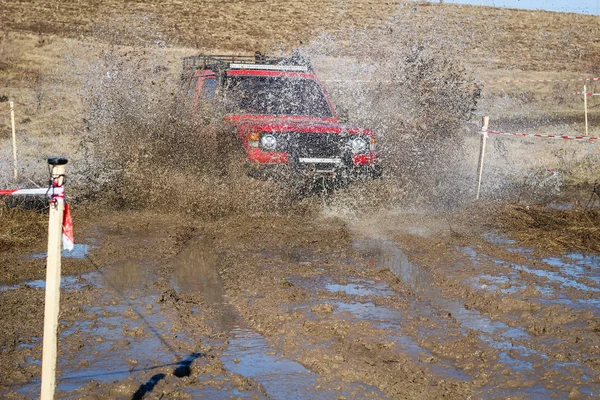 Ukrainian Offroad Competition City Kamyanets Podilsky Swamp Mud Cars Produce — Stock Photo, Image