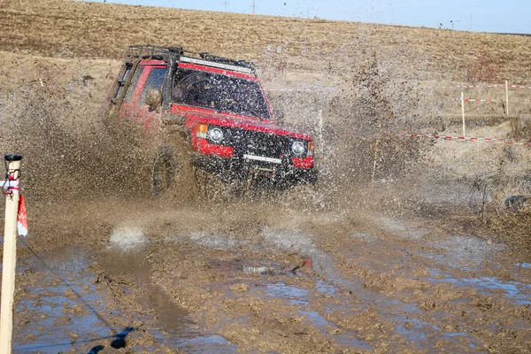 Gara Offroad Ucraina Nella Città Kamyanets Podilsky Palude Fango Sulle — Foto Stock