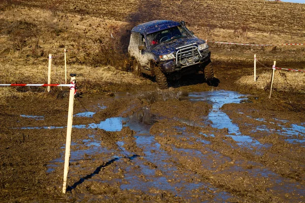 Ukrainian Offroad Competition City Kamyanets Podilsky Swamp Mud Cars Produce — Stock Photo, Image