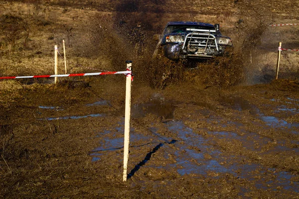 Ukrainian Offroad Competition City Kamyanets Podilsky Swamp Mud Cars Produce — Stock Photo, Image