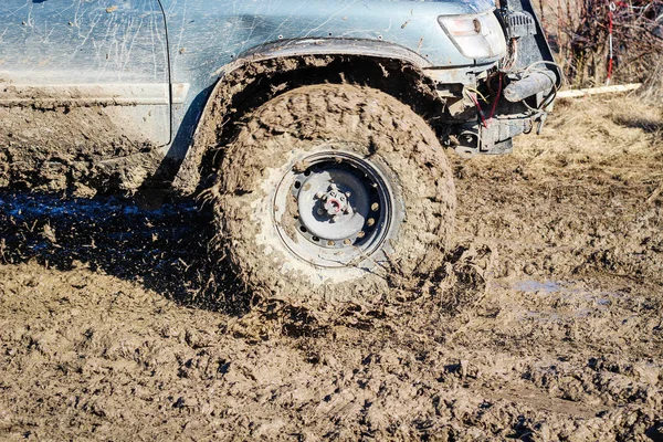 Wheel Tires Swamp Ukrainian Offroad Competition City Kamyanets Podilsky Swamp — Stock Photo, Image