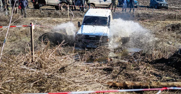 Ukrainska Offroad Konkurrens Staden Kamyanets Podilsky Träsk Och Lera Bilar — Stockfoto