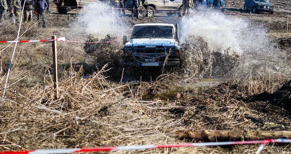 Ukrainska Offroad Konkurrens Staden Kamyanets Podilsky Träsk Och Lera Bilar — Stockfoto