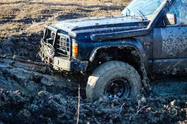 Oekraïense Offroad Concurrentie Stad Van Kamyanets Podilsky Moeras Modder Auto — Stockfoto