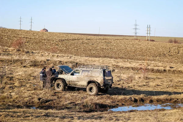 Ukrainska Offroad Konkurrens Staden Kamyanets Podilsky Träsk Och Lera Bilar — Stockfoto