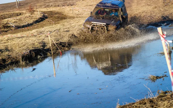 Ukrainian Offroad Competition City Kamyanets Podilsky Swamp Mud Cars Produce — Stock Photo, Image