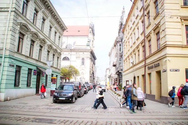 乌克兰吕夫市的街道。美丽的奥地利计划 — 图库照片