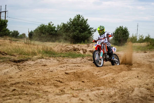 Forma Brillante Motocicletas Entrenamiento Motocross Lviv Ruta Vorotsev Septiembre 2019 —  Fotos de Stock