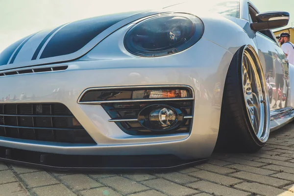 Carro Cultura Tensão Desporto Afinar Borracha Rodas Elegantes Veículos Cinzentos — Fotografia de Stock