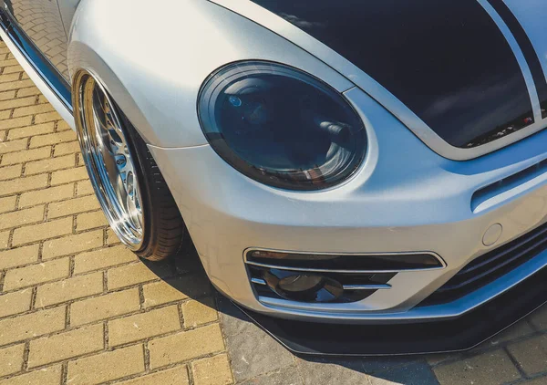 Carro Cultura Tensão Desporto Afinar Borracha Rodas Elegantes Veículos Cinzentos — Fotografia de Stock