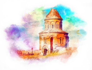 Ani suluboya resimlerini, Kars, Anadolu, Türkiye 'yi harabeye çevirdi