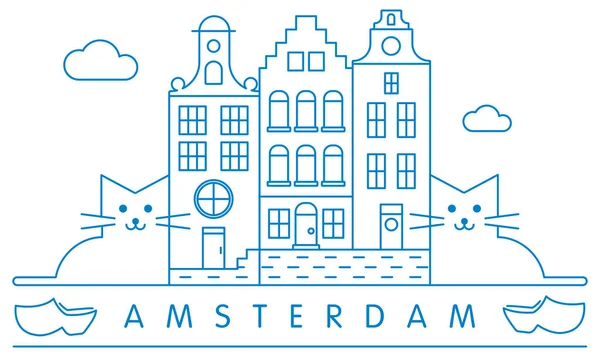 Amsterdam Minimale Vektorillustration Und Typografie Design Holland Oder Niederlande — Stockvektor