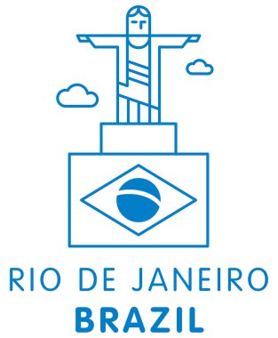 Rio de Janeiro minimum vektör çizimi ve tipografi tasarımı, Brezilya