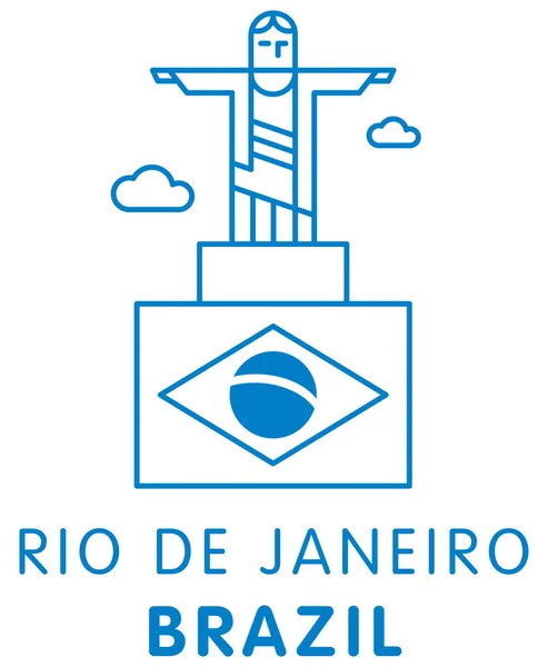 Rio Janeiro Illustrazione Vettoriale Minima Disegno Tipografico Brasile — Vettoriale Stock