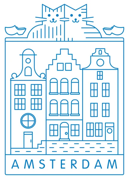 Amsterdam Minimal Vector Illustration Typography Design Holland Netherlands — Stock Vector