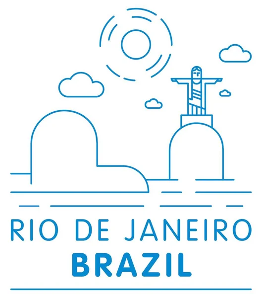 Rio Janeiro Illustrazione Vettoriale Minima Disegno Tipografico Brasile — Vettoriale Stock