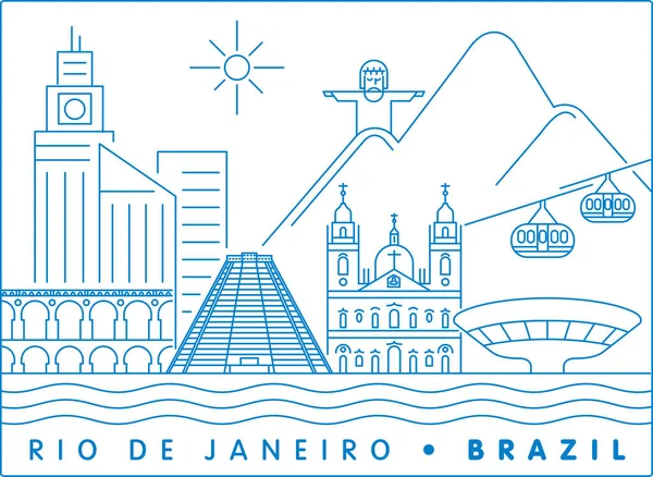 Rio Janeiro City Minimal Vector Illustration Typography Design Brasile — Vettoriale Stock