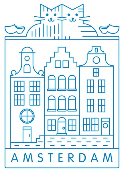 Amsterdam Asgari Vektör Illüstrasyonu Tipografi Tasarımı Hollanda Veya Hollanda — Stok Vektör
