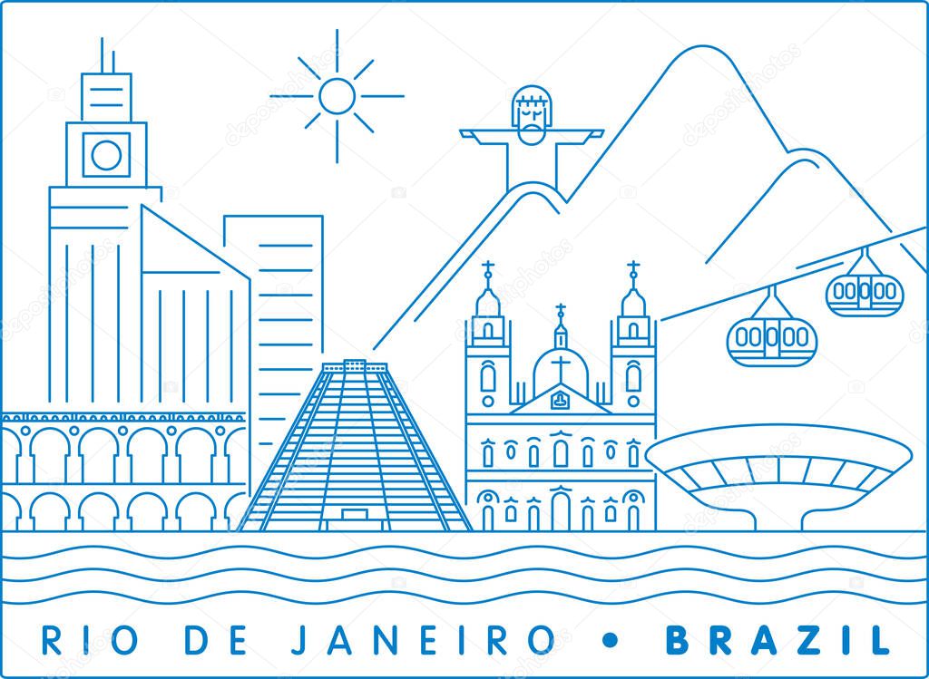 Rio de Janeiro city minimal vector illustration and typography design, Brazil