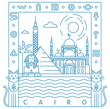 Kahire vektör illüstrasyonu ve tipografi tasarımı, Mısır
