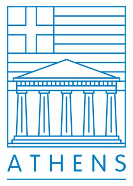 Panthenon vektör illüstrasyon ve tipografi tasarımı, Atina, Yunanistan