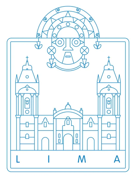 Minimální Lineární Vektorová Ilustrace Typografický Design Limy Peru — Stockový vektor