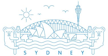 Sydney, vektör illüstrasyonu ve tipografi tasarımı, Avustralya
