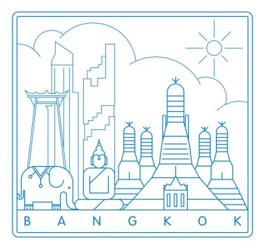 Bangkok vektör illüstrasyonu ve tipografi tasarımı, Tayland