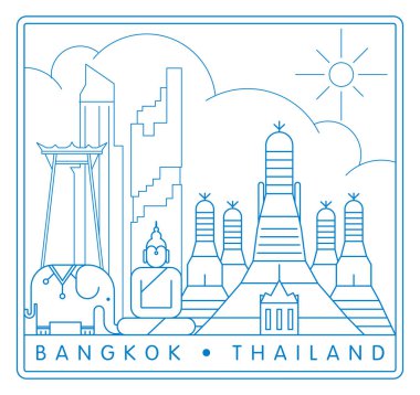 Bangkok asgari vektör çizimi ve tipografi tasarımı, Tayland