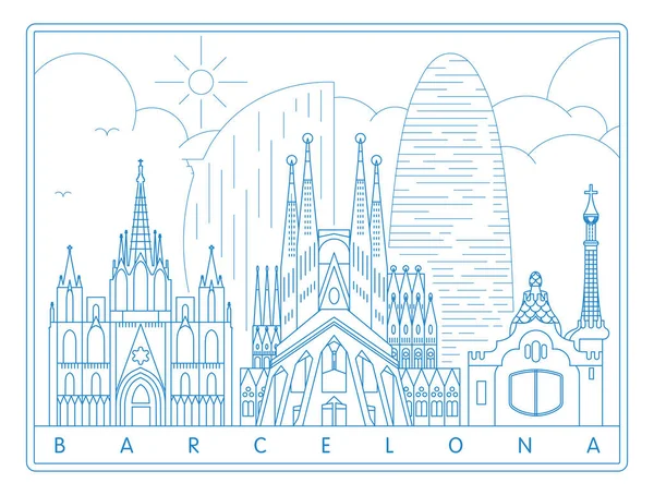 Barcelona Landmarks Vector Illustration Typography Design Spain — стоковий вектор